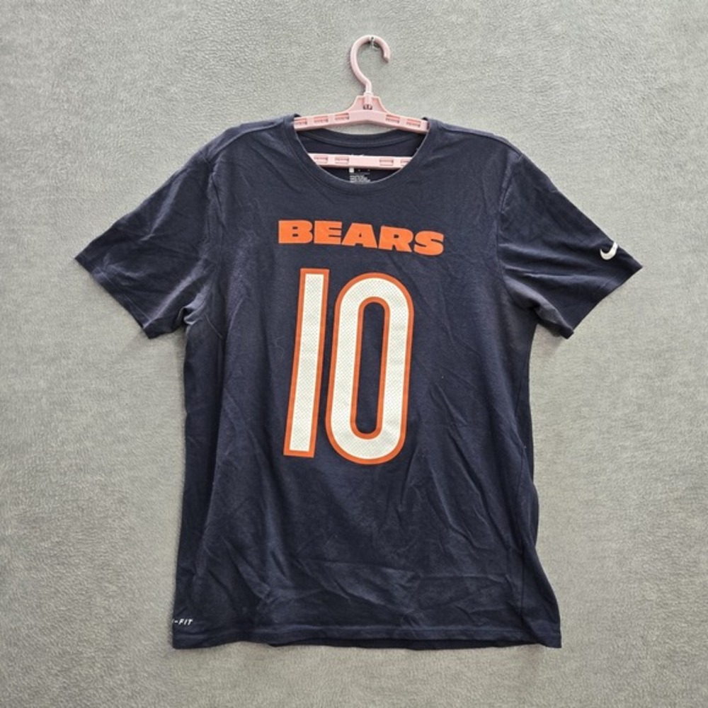 Chicago Bears Men Shirt L Navy Blue Nike Mitchell Trubisky #10 Activewear